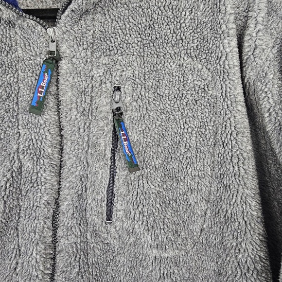 LL Bean Vintage Sherpa Fleece Jacket Women's Gray Blue Full Zip Made in USA D442 - Picture 4 of 7